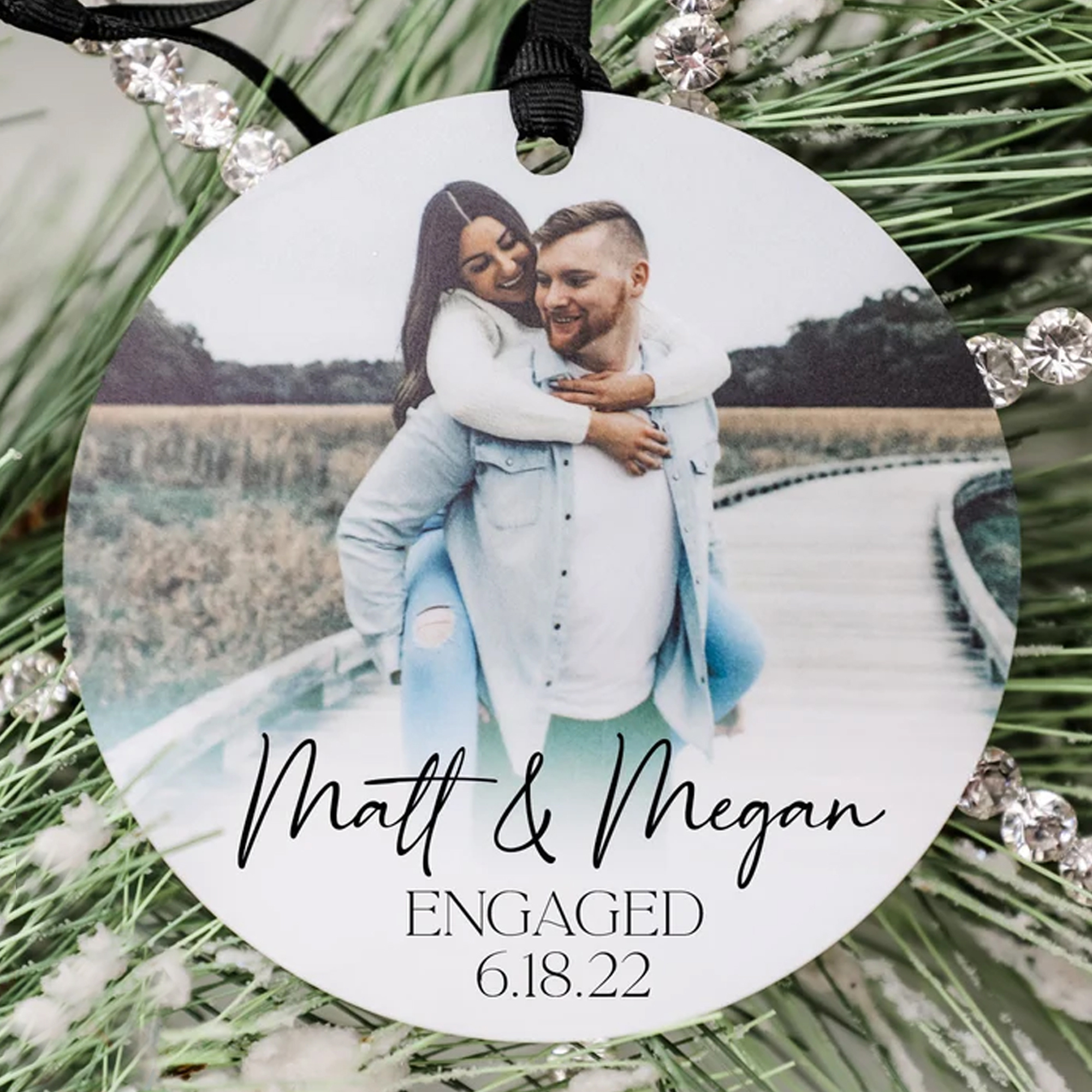 Personalized Couple Christmas Ornament Engagement Ornament Married Ornament Save The Dates Custom Christmas Ornament Photo Ornament